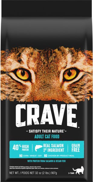Crave with Protein from Salmon & Ocean Fish Adult Grain-Free Dry Cat Food, 2-lb bag slide 1 of 11