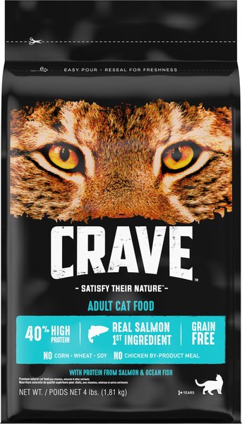 Crave with Protein from Salmon & Ocean Fish Adult Grain-Free Dry Cat Food, 4-lb bag slide 1 of 11