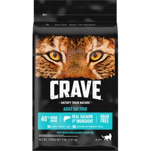 Crave with Protein from Salmon & Ocean Fish Adult Grain-Free Dry Cat Food, 4-lb bag