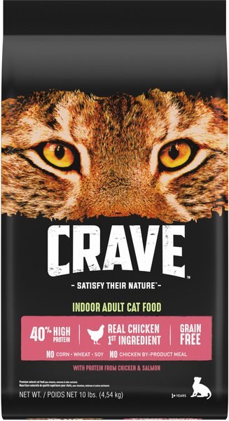 Crave with Protein from Chicken & Salmon Indoor Adult Grain-Free Dry Cat Food, 10-lb bag slide 1 of 11