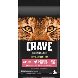 Crave with Protein from Chicken & Salmon Indoor Adult Grain-Free Dry Cat Food, 10-lb bag