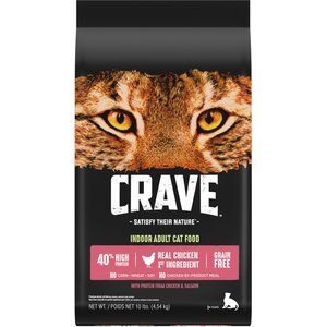 Crave with Protein from Chicken & Salmon Indoor Adult Grain-Free Dry Cat Food, 10-lb bag