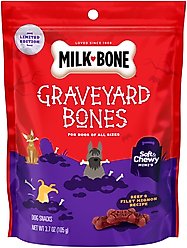 Milk-Bone Minis Halloween Graveyard Beef Bones Adult Soft & Chewy Dog Treats, 3.7-oz pouch