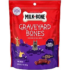 Milk-Bone Minis Halloween Graveyard Beef Bones Adult Soft & Chewy Dog Treats, 3.7-oz pouch