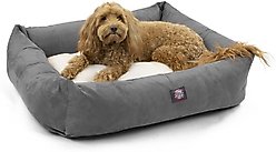 Majestic Pet Luxe Bagel Velvet Bolster Dog Bed with Removable Cover, Steel, X-Large