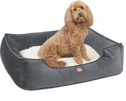 Majestic Pet Contemp Lounge Velvet Bolster Dog Bed with Removable Cover, Steel, Small