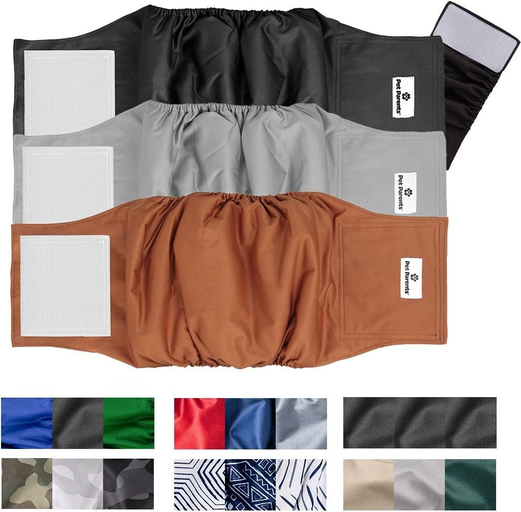 PET PARENTS Belly Band Washable Male Dog Wrap + Extendrs, Natural