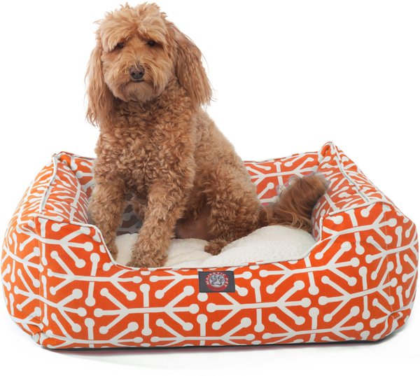 MAJESTIC PET Contemp Lounge Aruba Bolster Dog Bed with Removable Cover,  Orange, Small - Chewy.com