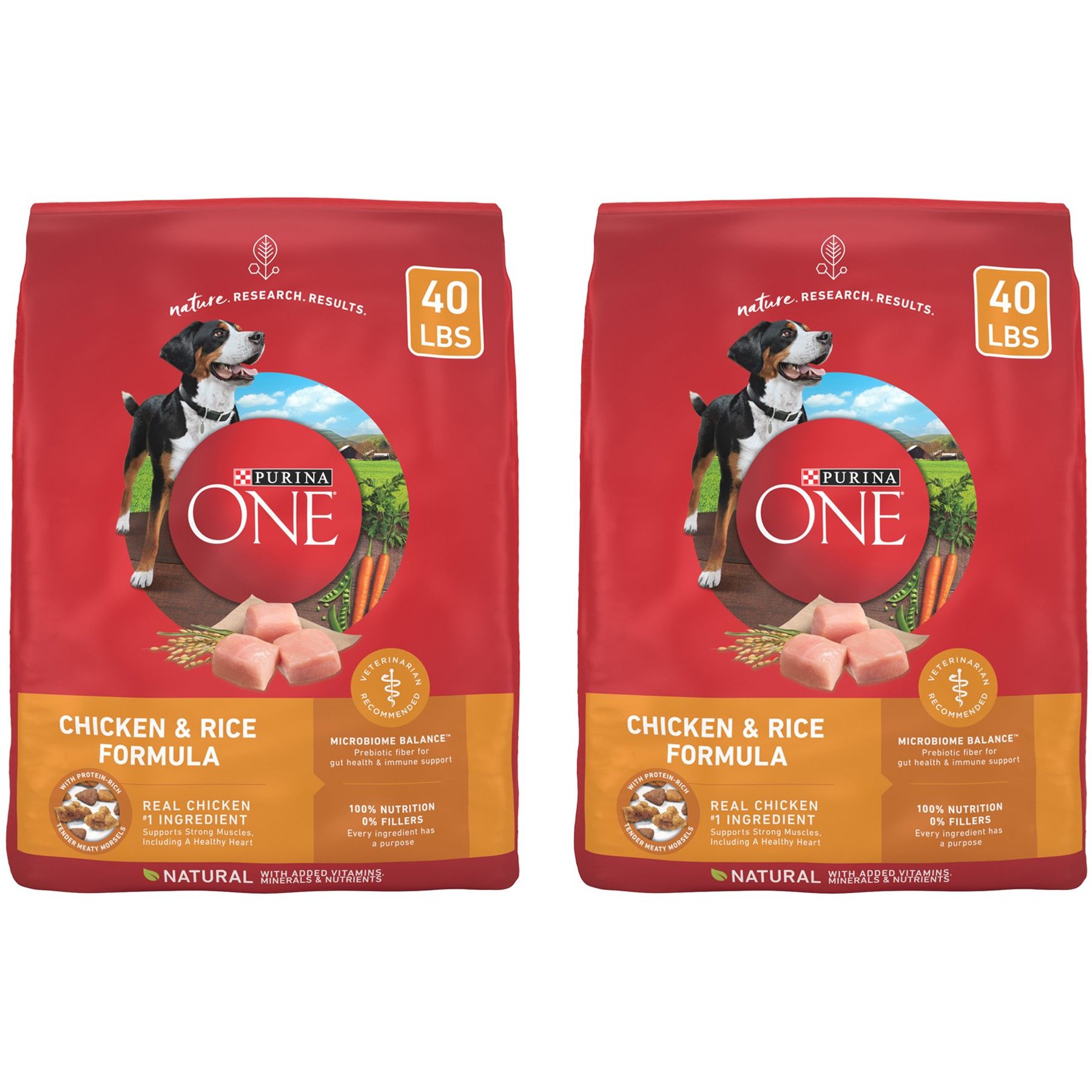 PURINA ONE Natural Adult Chicken Rice Formula Dry Dog Food 40 lb bag bundle of 2 Chewy