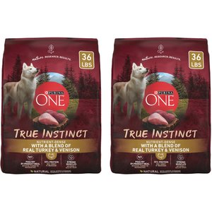 Purina ONE True Instinct Natural High Protein with Real Turkey & Venison Dry Dog Food, 36-lb bag, bundle of 2