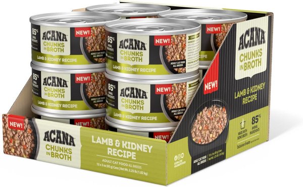 ACANA Lamb Kidney Recipe Grain Free Chunks in Broth Wet Canned Cat Food 3 oz can case of 12 Chewy