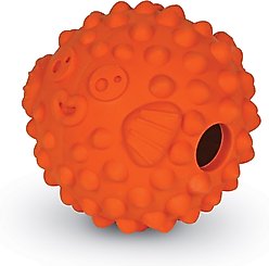 Brightkins Pufferfish Tough & Tumble Treat Dispenser Dog & Cat Toy, Orange, Small