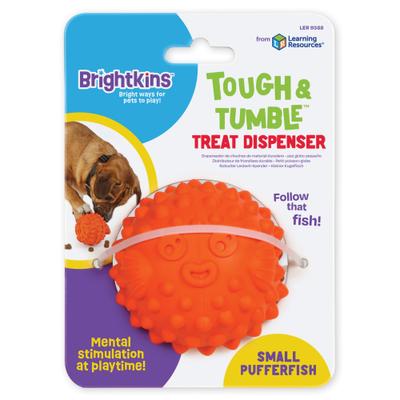 Show full view: Brightkins Pufferfish Tough & Tumble Treat Dispenser Dog & Cat Toy, Orange, Small slide 4 of 6