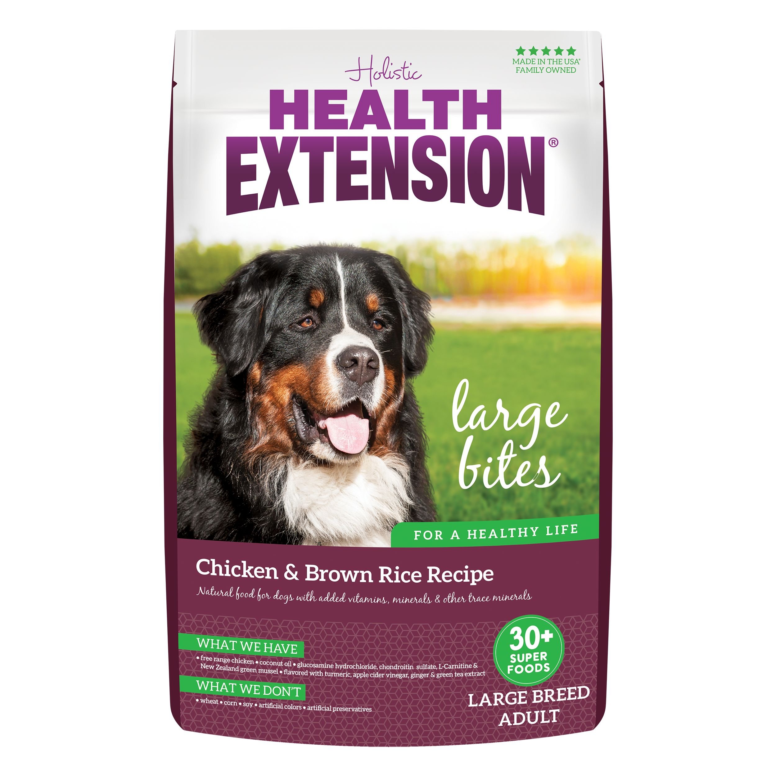 HEALTH EXTENSION Large Bites Chicken Brown Rice Recipe Dry Dog