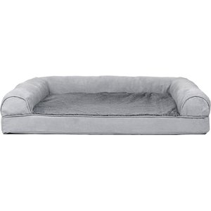 FurHaven Plush & Suede Orthopedic Sofa Cat & Dog Bed, Gray, Large