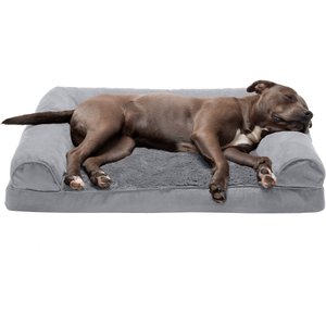 FurHaven Plush & Suede Orthopedic Sofa Cat & Dog Bed, Gray, Large