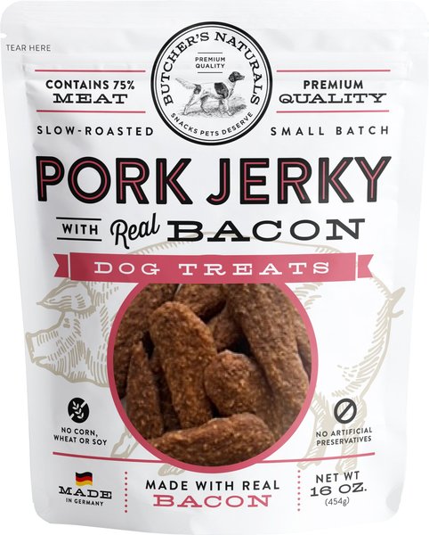 Butcher's Naturals Slow Roasted Pork & Bacon Jerky Dog Treats, 16-oz bag