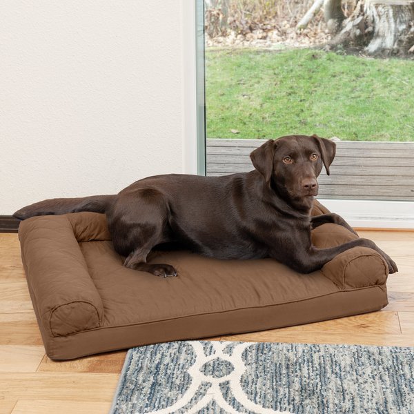 FurHaven Quilted Orthopedic Sofa Cat & Dog Bed w/ Removable Cover, Warm Brown, Large slide 1 of 10