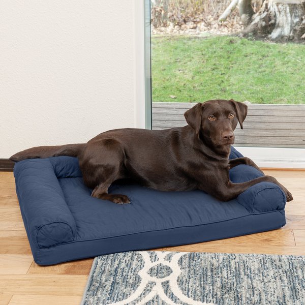 FurHaven Quilted Orthopedic Sofa Cat & Dog Bed w/ Removable Cover, Navy, Large slide 1 of 10
