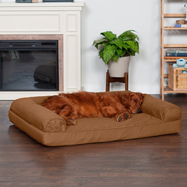 FURHAVEN Faux Fleece Memory Top Bolster Dog Bed with Removable Cover