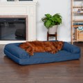 FurHaven Quilted Orthopedic Sofa Cat & Dog Bed with Removable Cover, Navy, Jumbo