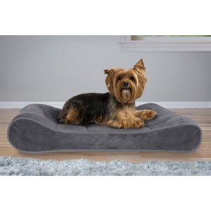 FurHaven Microvelvet Luxe Lounger Orthopedic Cat & Dog Bed with Removable Cover, Gray, Medium