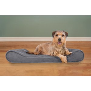 FurHaven Microvelvet Luxe Lounger Orthopedic Cat & Dog Bed with Removable Cover, Gray, Large