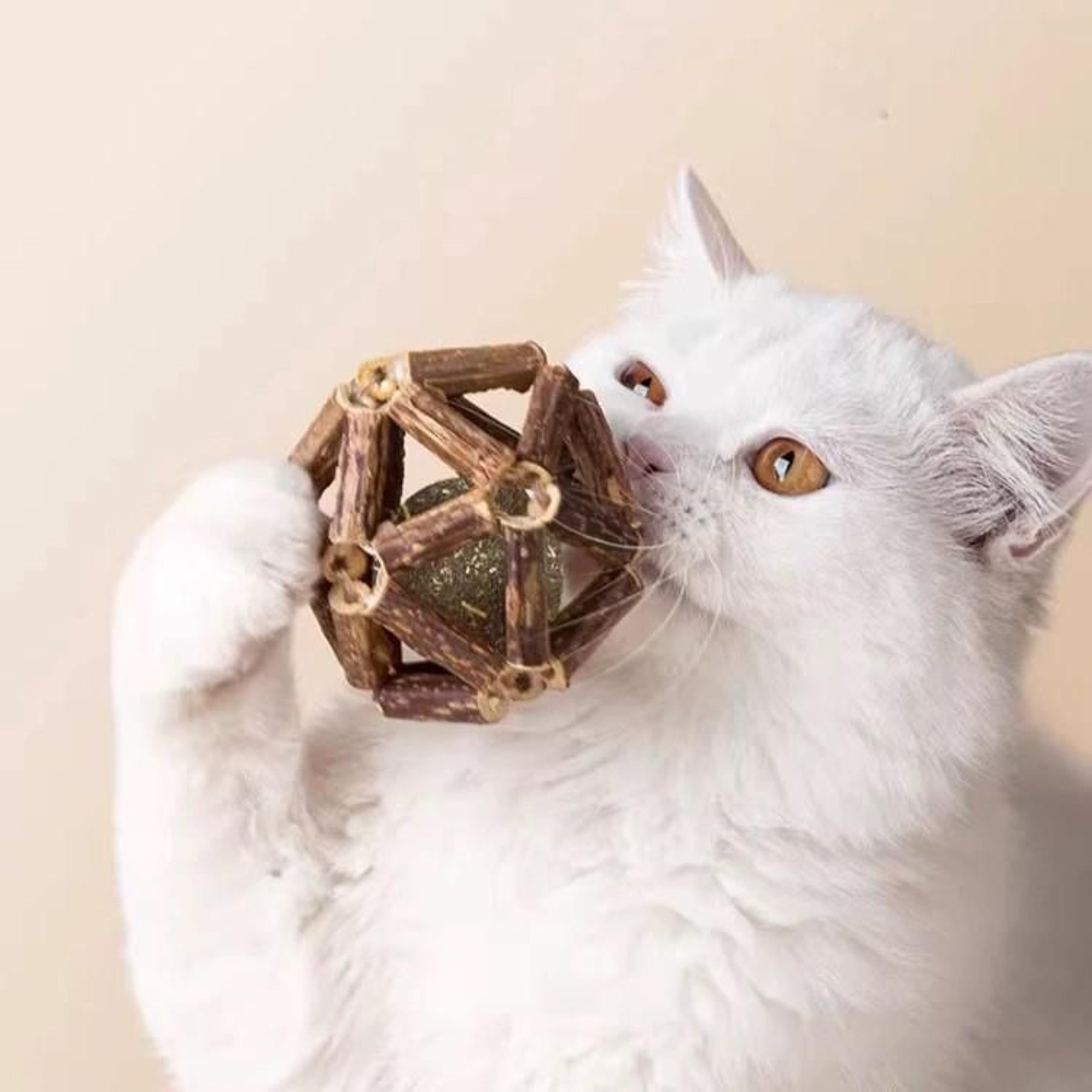 Lovely Caves Assorted Silvervine Stick Cage Ball Cat Chew Toy, Brown, 3 count