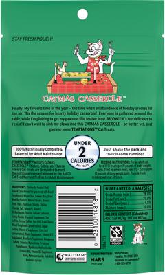 Show full view: Temptations Mixups Catmas Casserole Catnip Fever Flavor Soft & Crunchy Cat Treats, 3-oz pouch slide 3 of 11