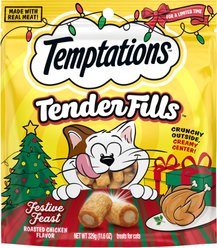 Temptations Tender Fills Festive Feast Roasted Chicken Flavor Soft & Crunchy Cat Treats, 11.6-oz pouch