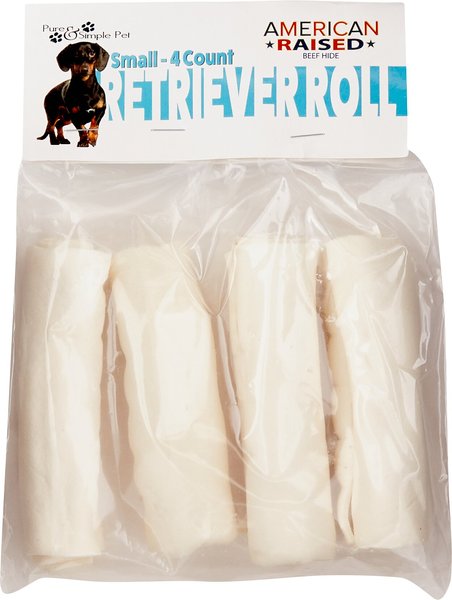 Pure & Simple Pet 4" Rawhide Retriever Roll Dog Treat, Small, 4 count slide 1 of 4