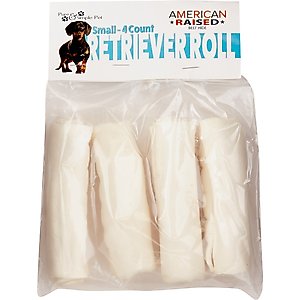Pure & Simple Pet 4" Rawhide Retriever Roll Dog Treat, Small, 4 count
