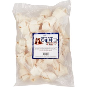 Pure & Simple Pet Flat Knotted Rawhide Bone Dog Treat, Small, 15 count