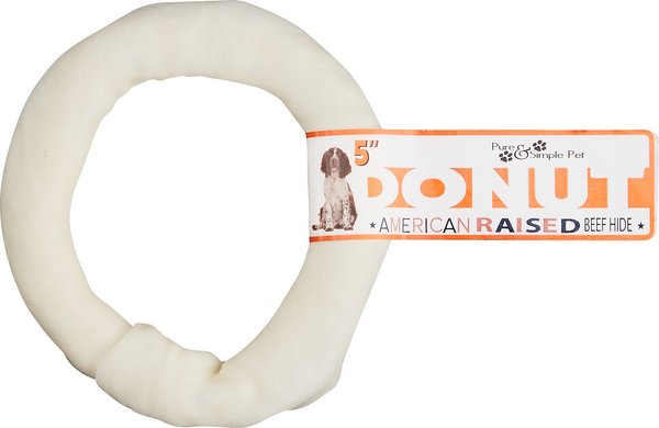 Pure & Simple Pet Rawhide Donut Dog Treat, 5-in, 1 count slide 1 of 5