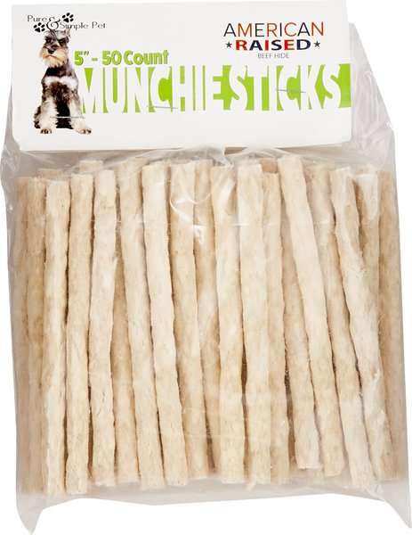 Pure & Simple Pet Rawhide Munchie Sticks Dog Treat, 5-in, 50 count slide 1 of 5