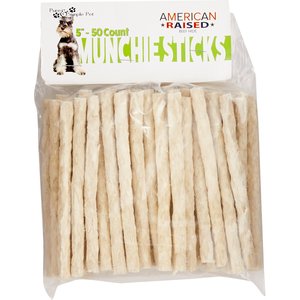 Pure & Simple Pet Rawhide Munchie Sticks Dog Treat, 5-in, 50 count