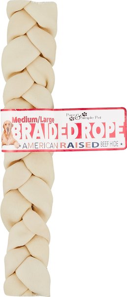 Pure & Simple Pet Rawhide Braided Rope Chew Dog Treat, Medium/Large slide 1 of 5