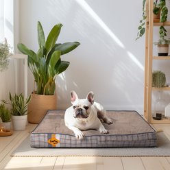 LaiFug Orthopedic Flat Dog Bed with Removable Cover, Khaki Plaid, Small slide 2 of 7