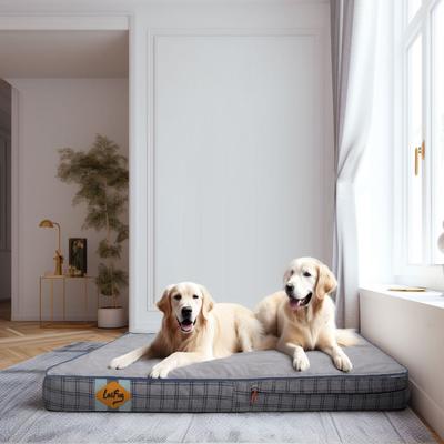 Show full view: LaiFug Orthopedic Flat Dog Bed with Removable Cover, Grey Blue Plaid, XX-Large slide 2 of 7