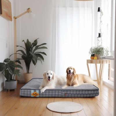 Show full view: LaiFug Orthopedic Flat Dog Bed with Removable Cover, Grey Blue Plaid, XX-Large slide 3 of 7