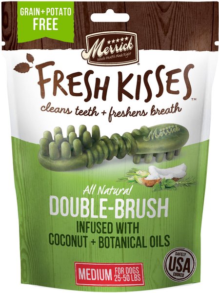 Merrick Fresh Kisses Infused with Coconut Oil & Botanicals Medium Dental Dog Treats, 6 count slide 1 of 9