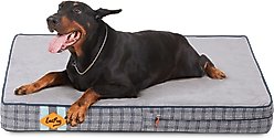 LaiFug Orthopedic Flat Dog Bed with Removable Cover, Grey Blue Plaid, Large