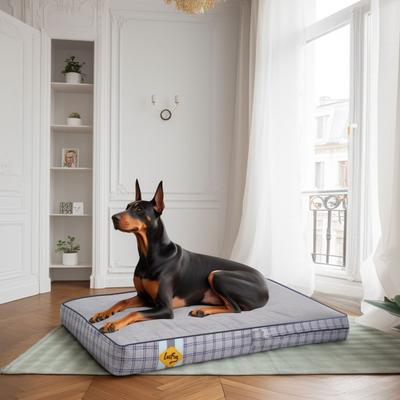 Show full view: LaiFug Orthopedic Flat Dog Bed with Removable Cover, Grey Blue Plaid, Large slide 4 of 9