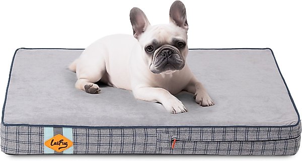 Show full view: LaiFug Orthopedic Flat Dog Bed with Removable Cover, Grey Blue Plaid, Small slide 1 of 8