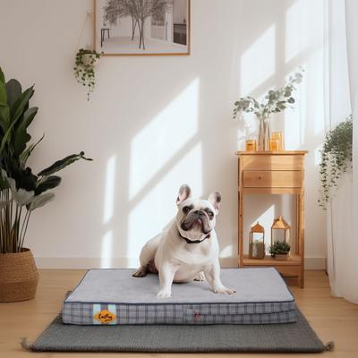 Show full view: LaiFug Orthopedic Flat Dog Bed with Removable Cover, Grey Blue Plaid, Small slide 2 of 8