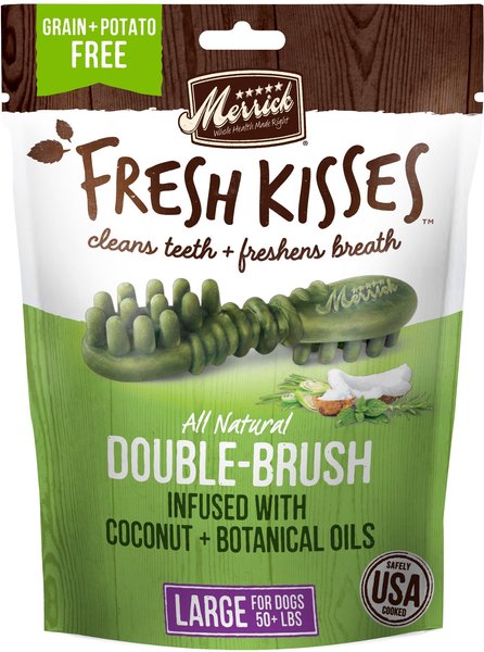 Merrick Fresh Kisses Infused with Coconut Oil & Botanicals Large Dental Dog Treats, 4 count slide 1 of 9