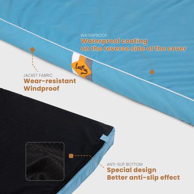 Show full view: LaiFug Egg Cotton Flat Bolster Dog Bed with Removable Cover, Blue, X-Large slide 6 of 10