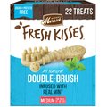 Merrick Fresh Kisses Double-Brush Mint Breath Strip Infused Medium Dental Dog Treats, 22 count