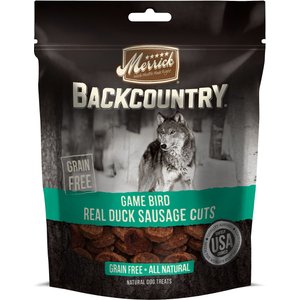 Merrick Backcountry Game Bird Real Duck Sausage Cuts Grain-Free Dog Treats, 5-oz bag