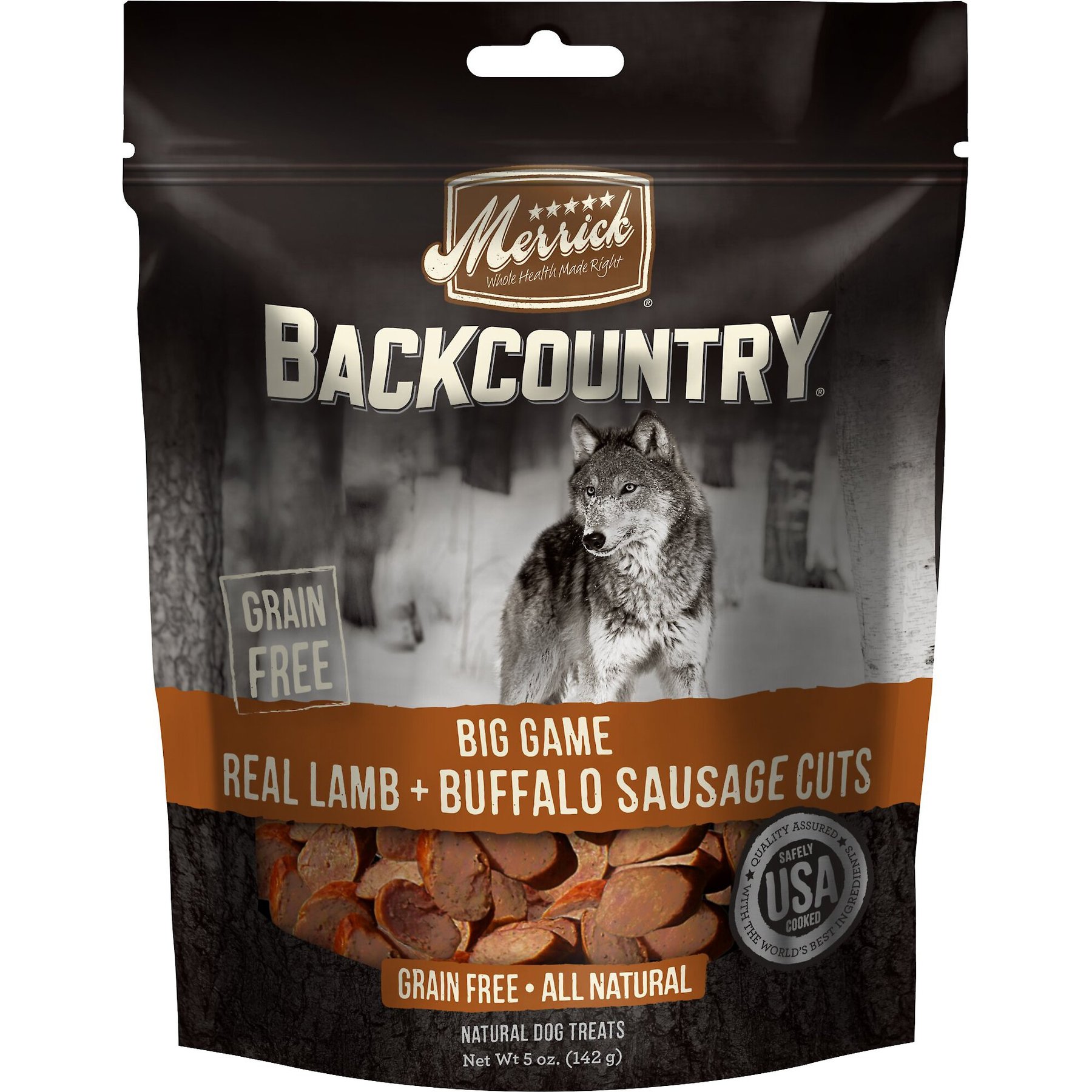 Merrick Backcountry Big Game Grain Free Real Lamb & Buffalo Sausage Cuts Dog Treats